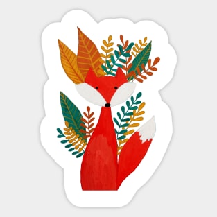 Cute fox with autumn foliage Sticker